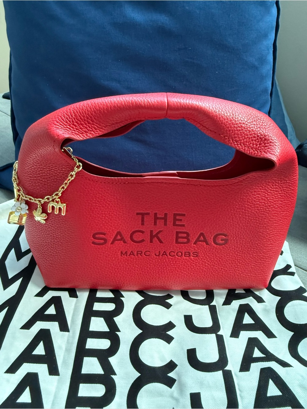 Marc Jacobs Red The Sack Bag with Gold Charm Detail
